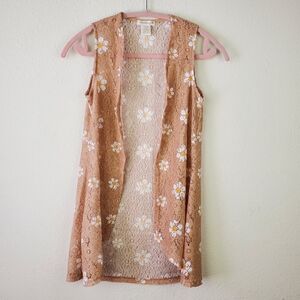 Sweet Stories Floral Lace Sleeveless Cardigan